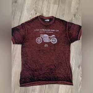 Mens Levis Strauss and Co Dry Goods Motorcycle 1873 Burnout Thin Tee‎ Shirt XL